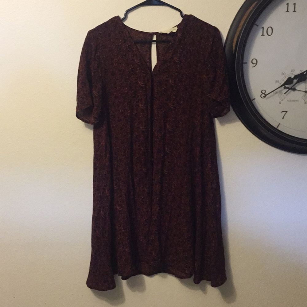 Above the knee burgundy button up dress